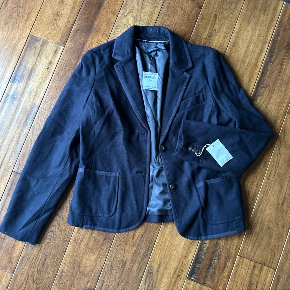 Lands End Women’s 10 Wool School Boy Blazer Navy NWT Academia Preppy Classic